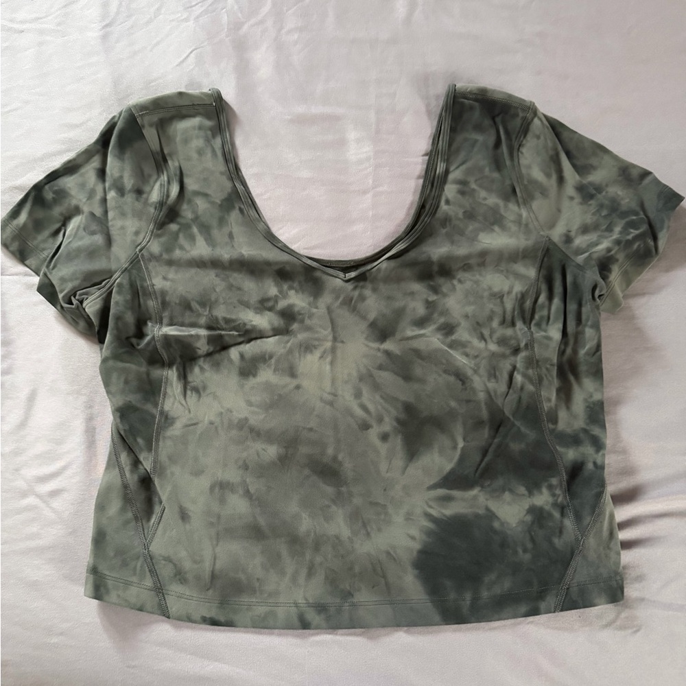 Lululemon Align Crop Top Tie Die Black and Grey size 14